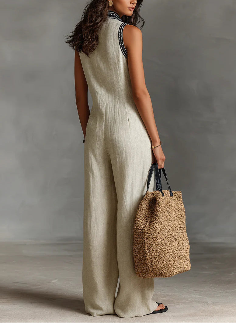 Fiamma | Sleeveless Jumpsuit with High Collar and Zip