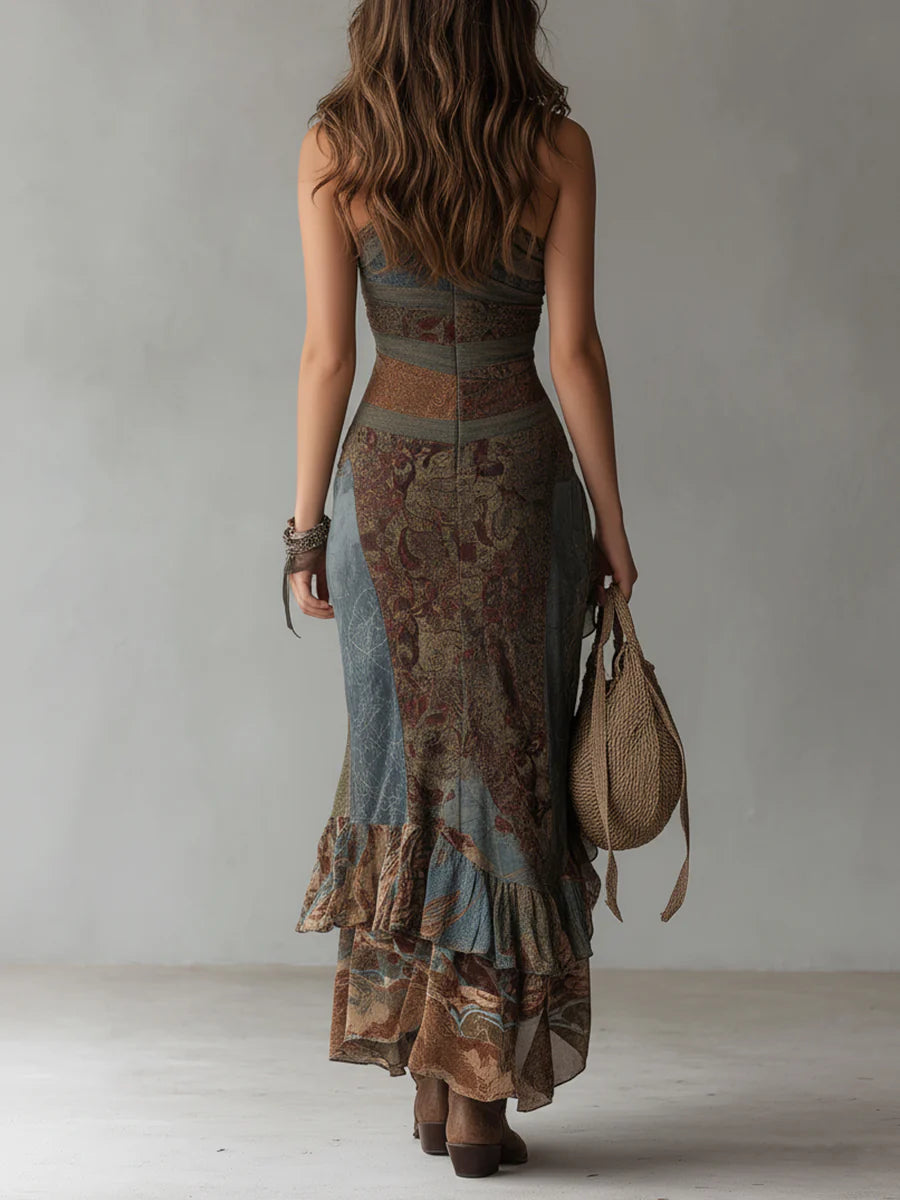 Estella | Elegant One-Shoulder Printed Maxi Dress