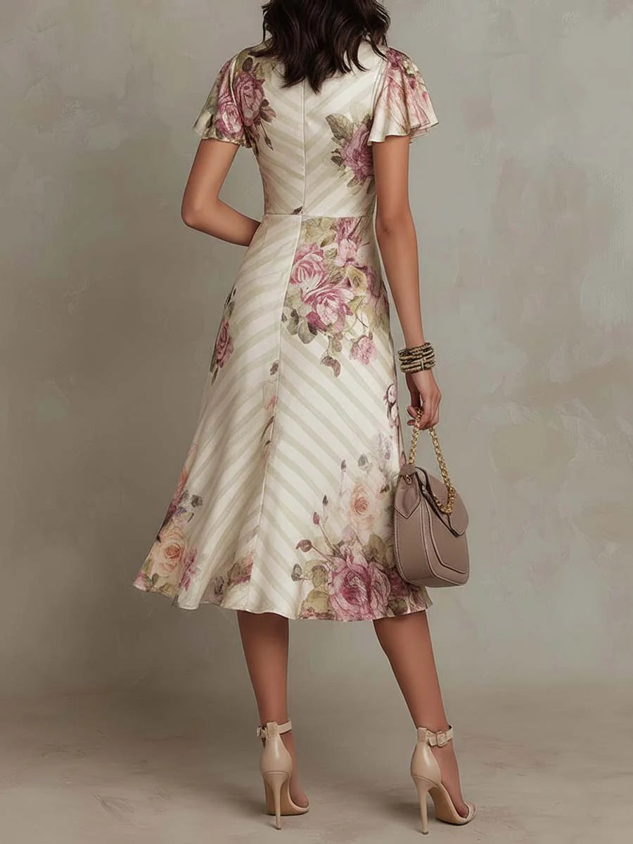 Rosamund | Ruched Floral Midi Dress