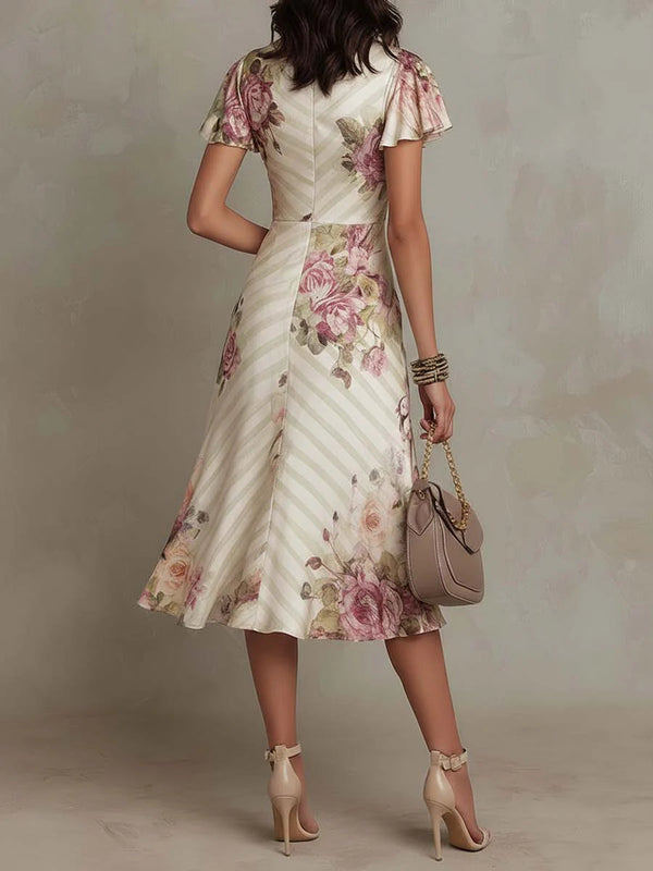 Rosamund | Ruched Floral Midi Dress