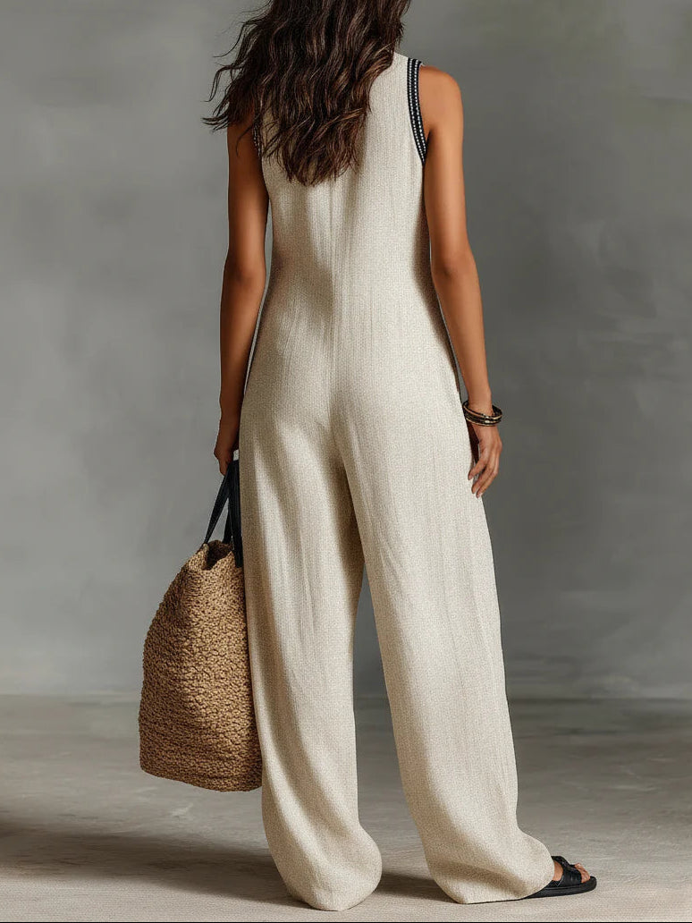 Fiamma | Sleeveless Jumpsuit with High Collar and Zip