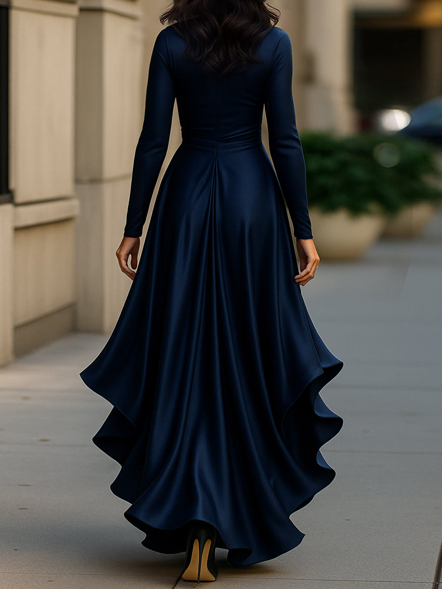 Giselle | Draped Wrap Maxi Dress with Ruffle Detail
