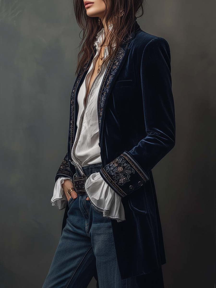 Marguerite | Embroidered Longline Tailored Jacket