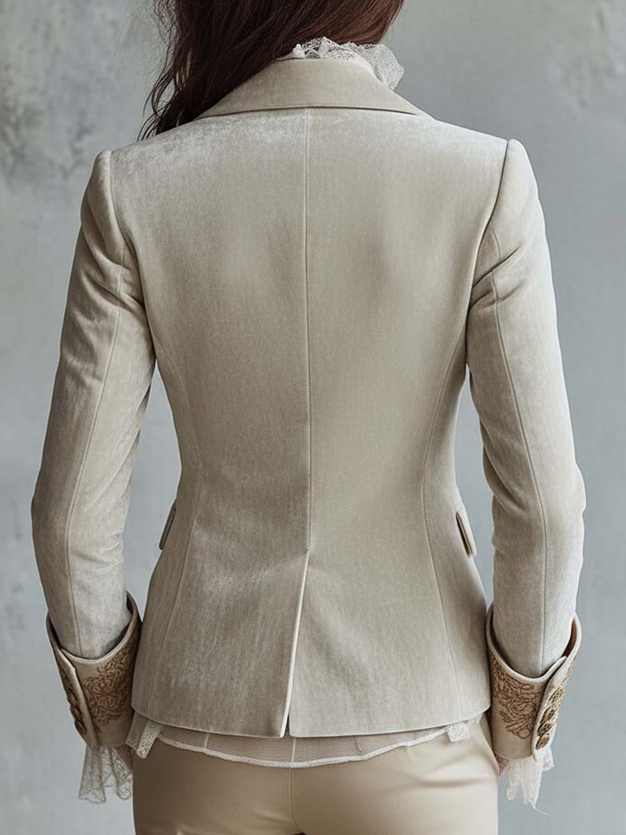 Cordelia | Ivory Embroidered Tailored Blazer