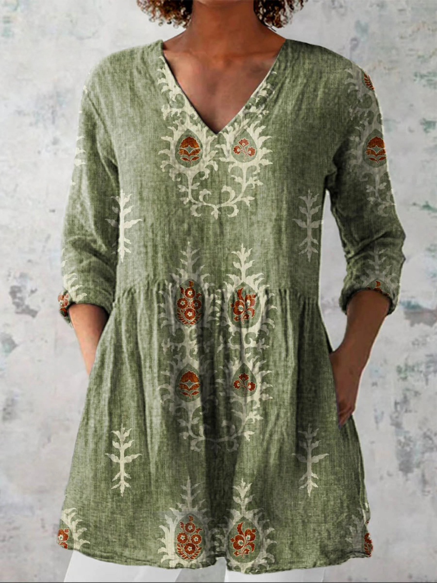 Denise | Long Blouse with V-Neck