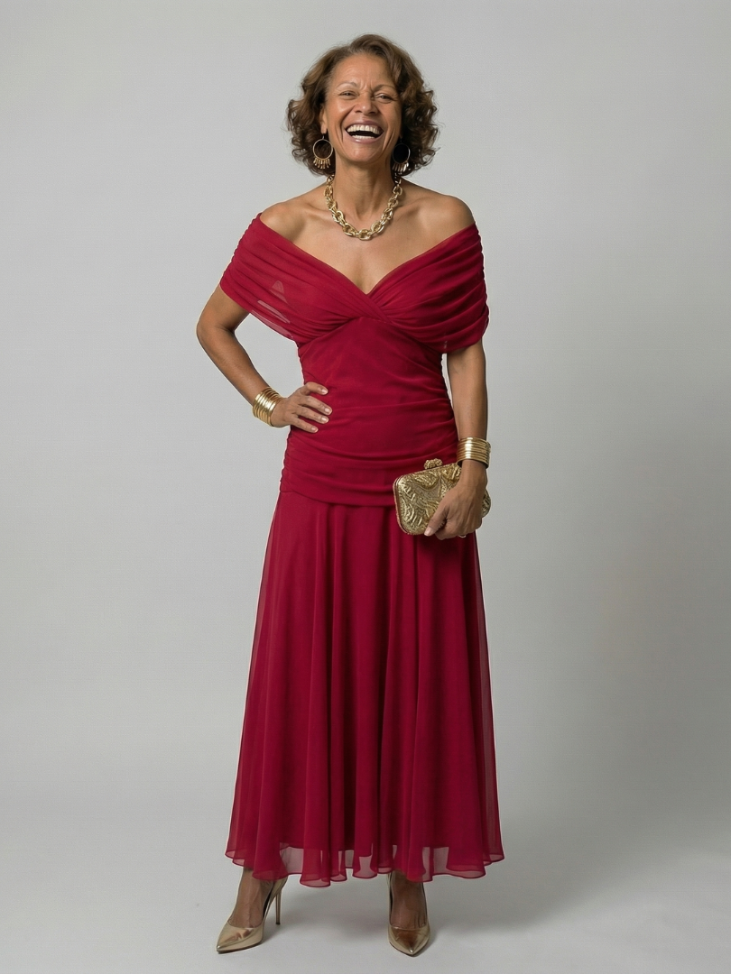 Ruth | Off Shoulder Flow Midi Dress