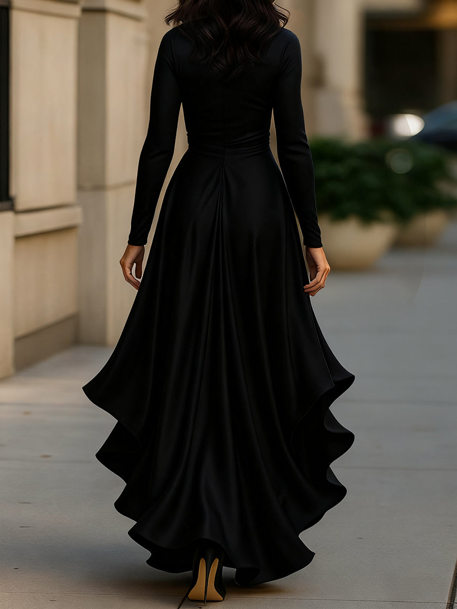 Giselle | Draped Wrap Maxi Dress with Ruffle Detail