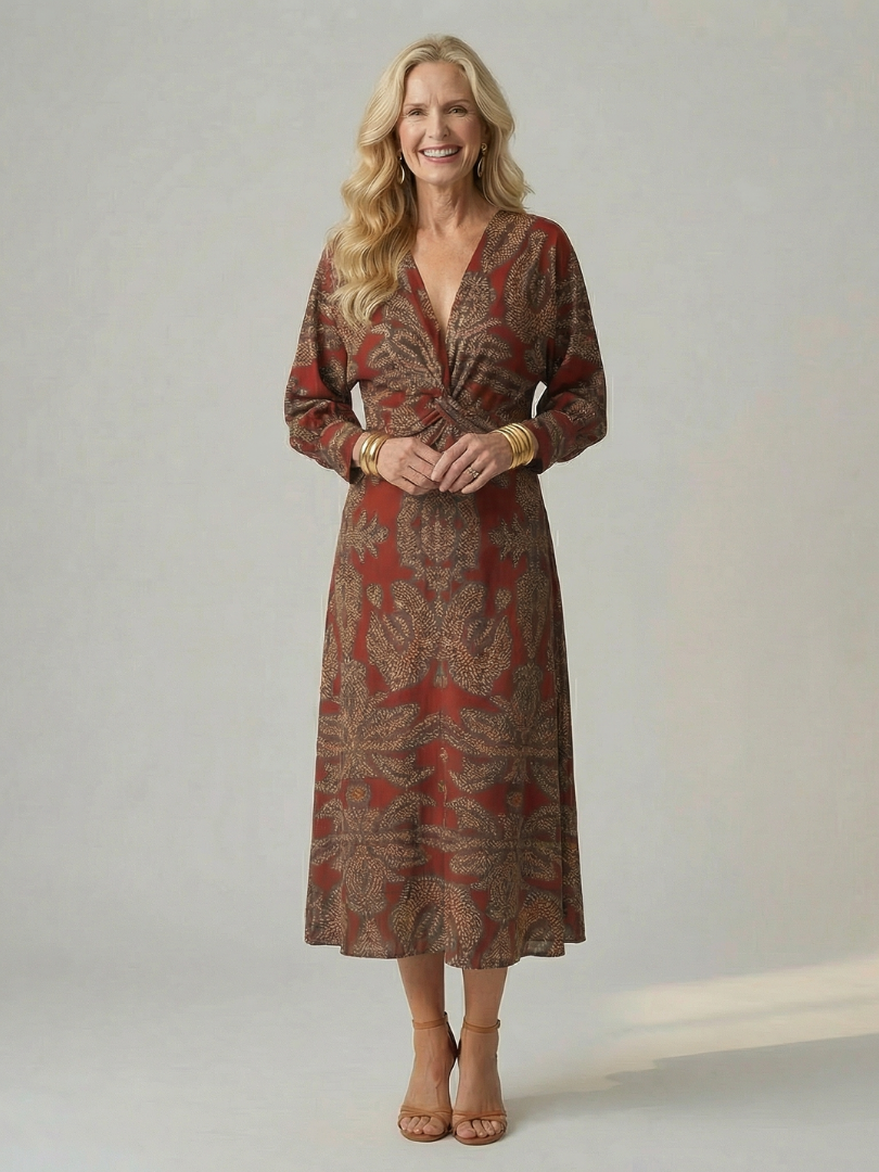 Norma | Natural Wrap Midi Dress