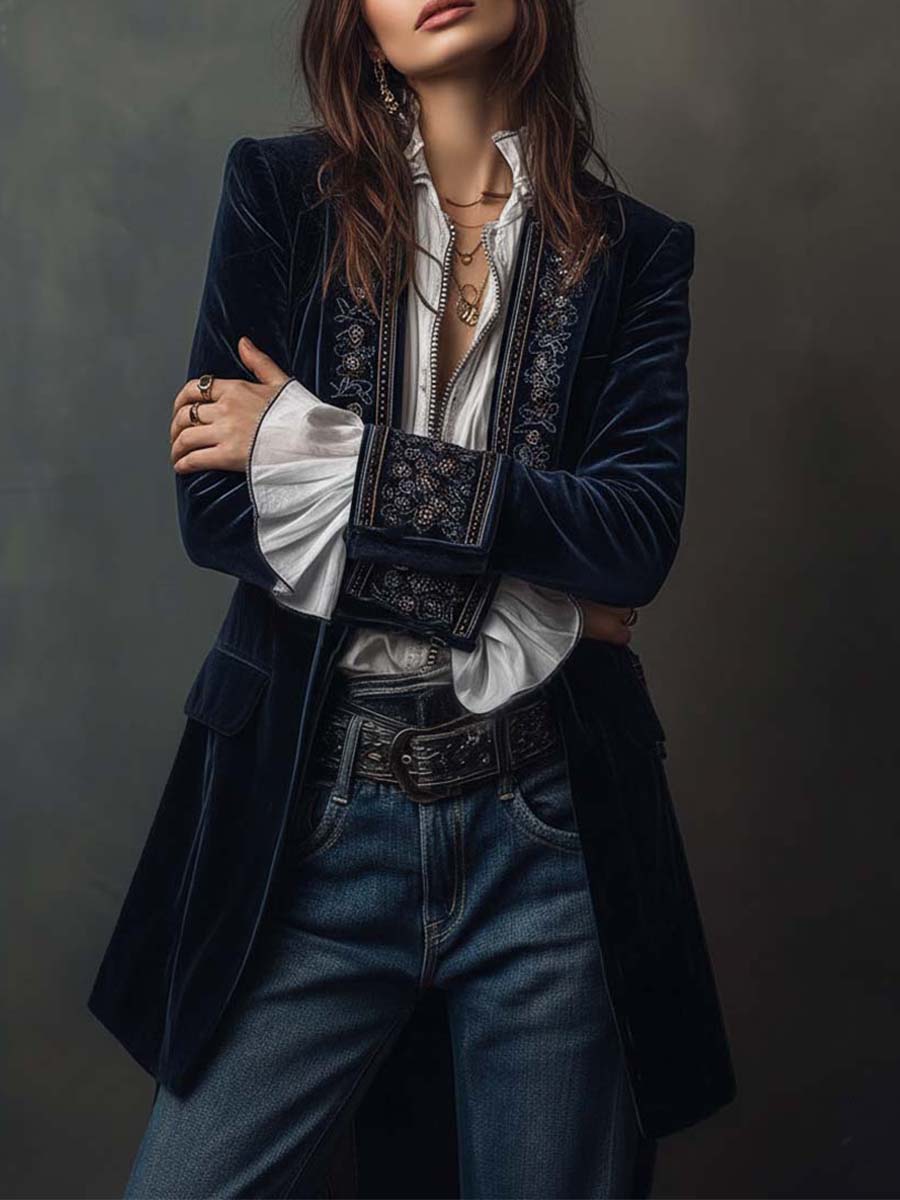 Marguerite | Embroidered Longline Tailored Jacket