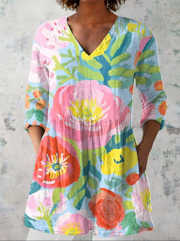 Carol | Long Blouse with V-Neck