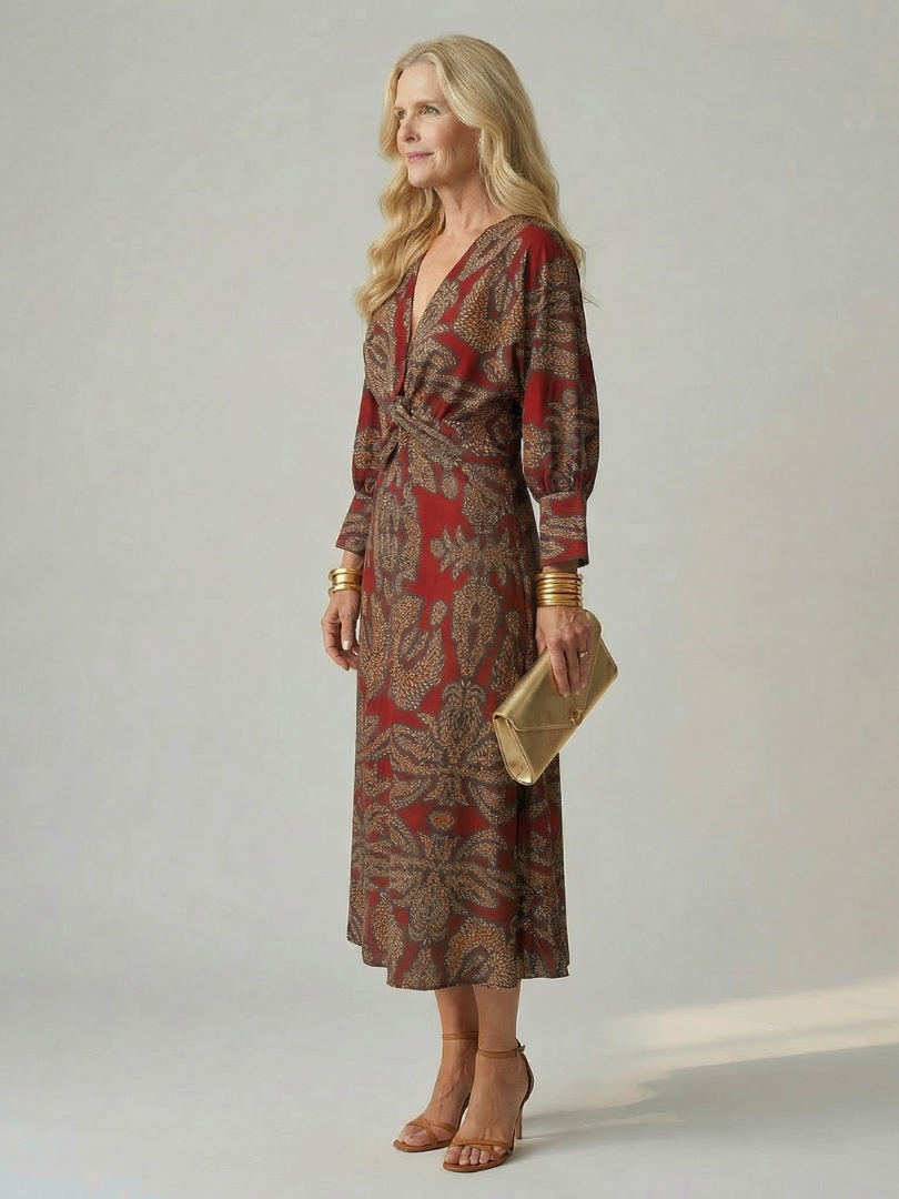 Norma | Natural Wrap Midi Dress