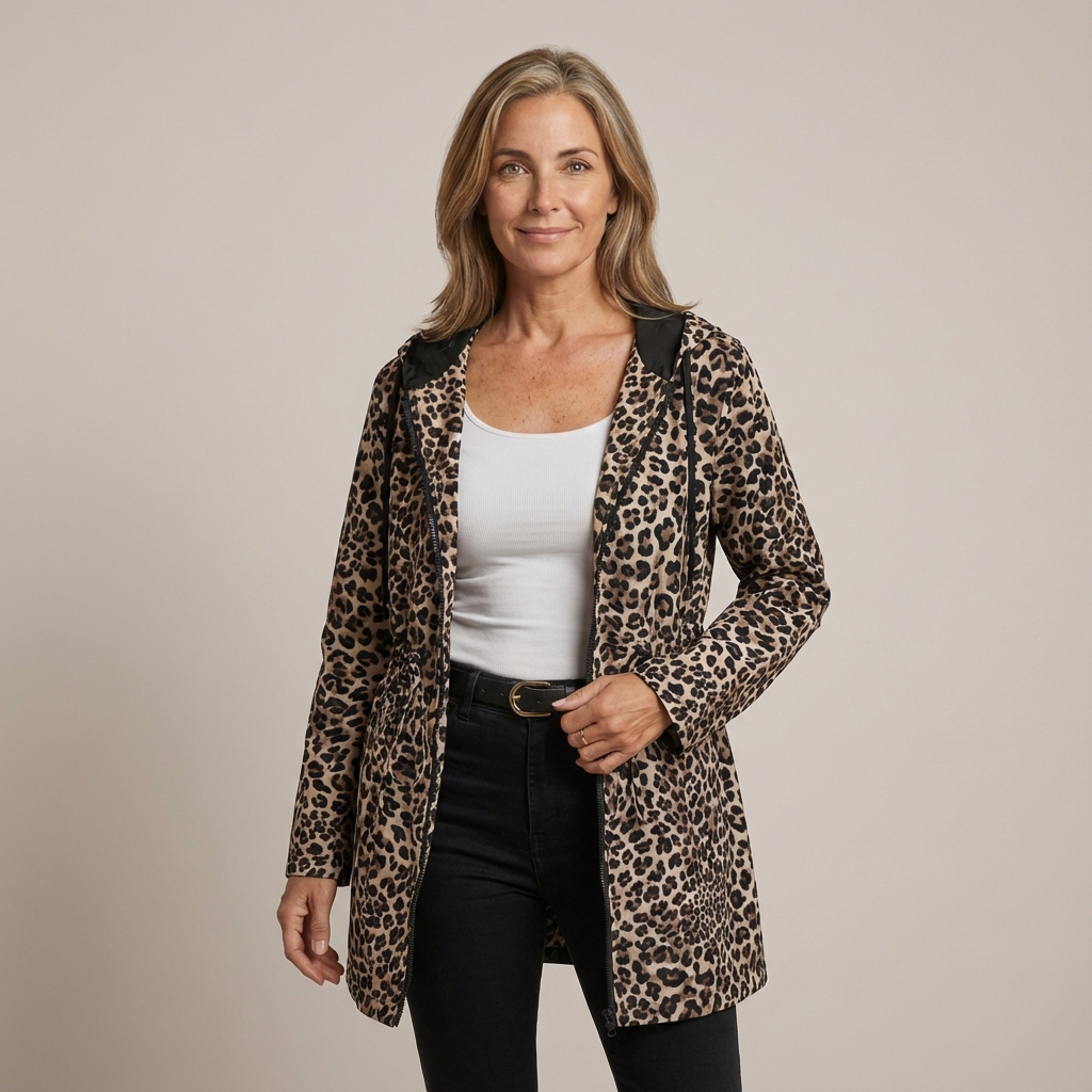 Elin | Leopard-Print Reversible Coat with Adjustable Waist