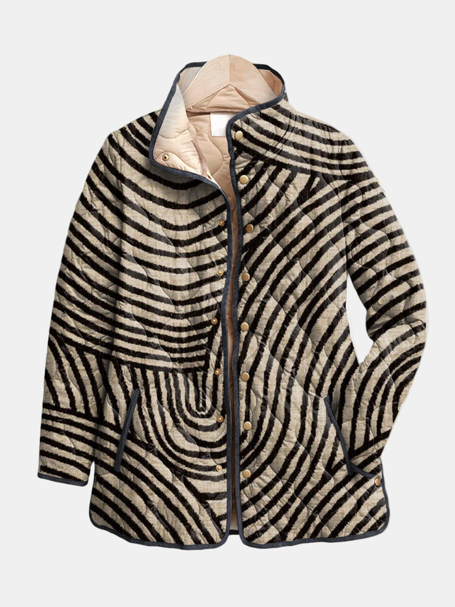 Inaya | Retro Hand-Drawn Circle Quilted Jacket