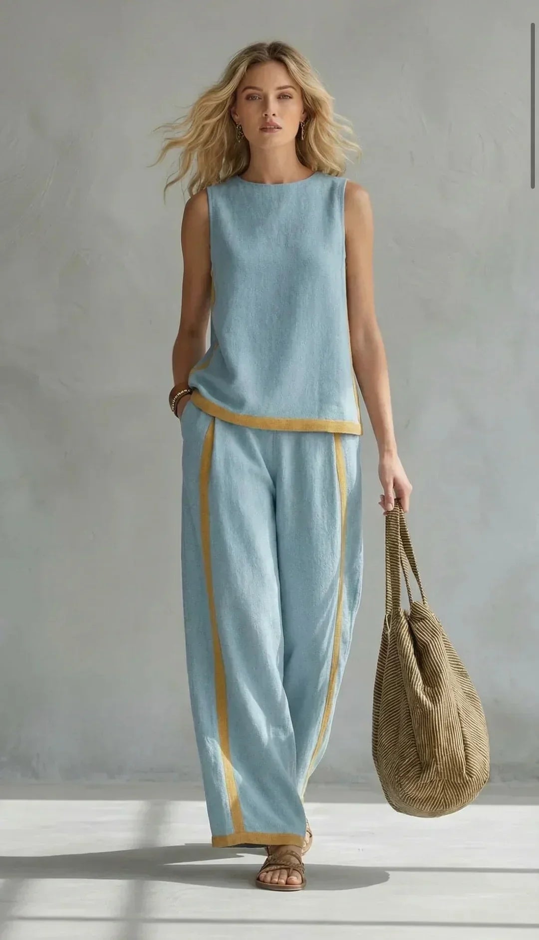 Leila | Contrast-Trim Two-Piece Set
