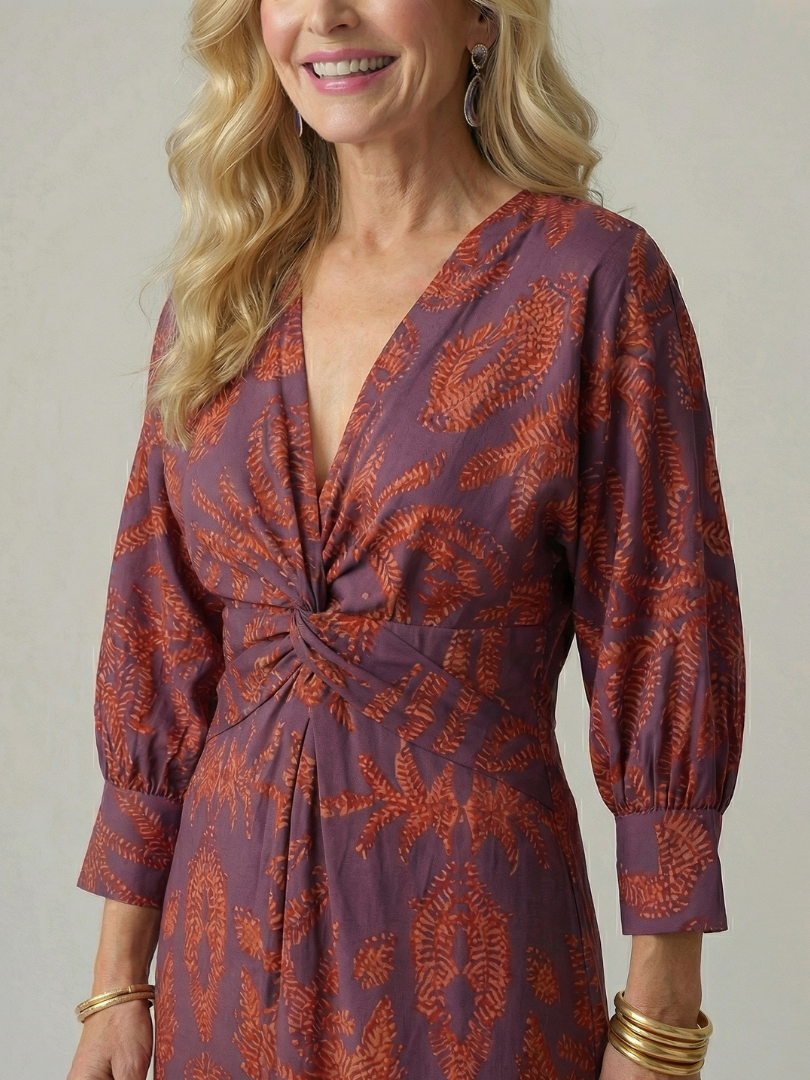 Norma | Natural Wrap Midi Dress