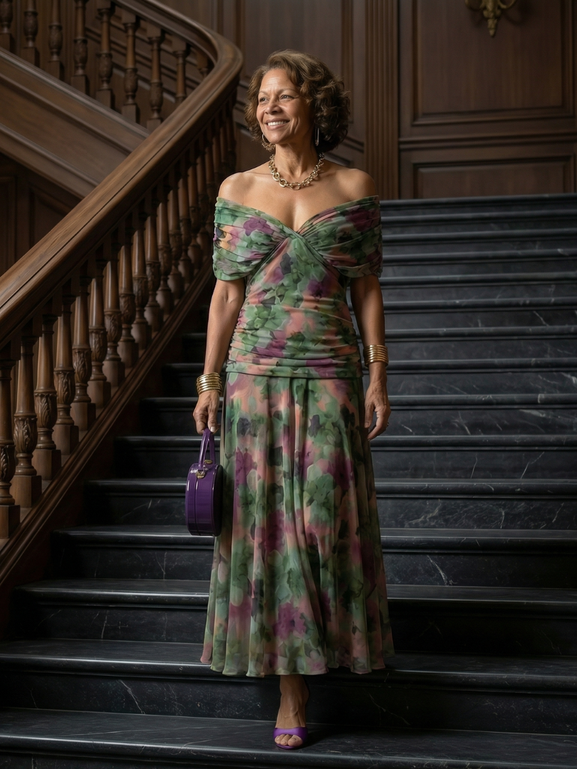Ruth | Off Shoulder Flow Midi Dress