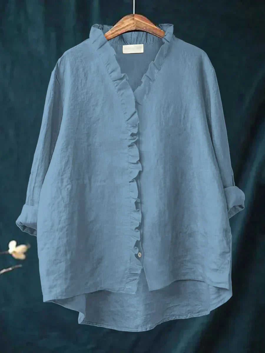 Lily | Cotton and Linen Ruffle Shirt