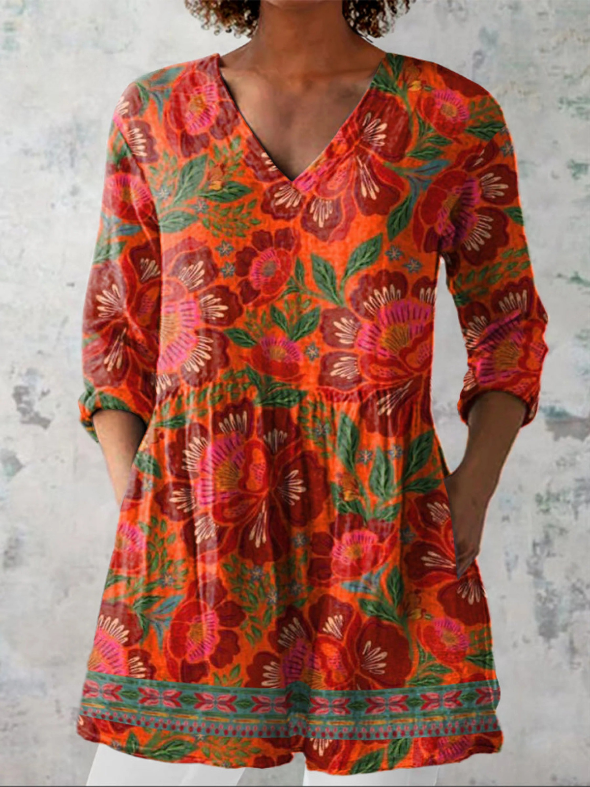 Margaret | Long Blouse with V-Neck