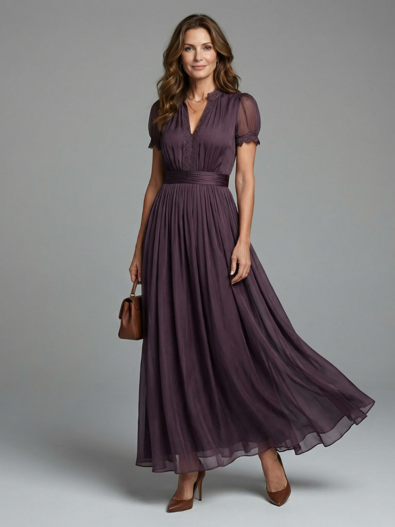 Margot | Gathered Waist Keyhole Maxi Dress