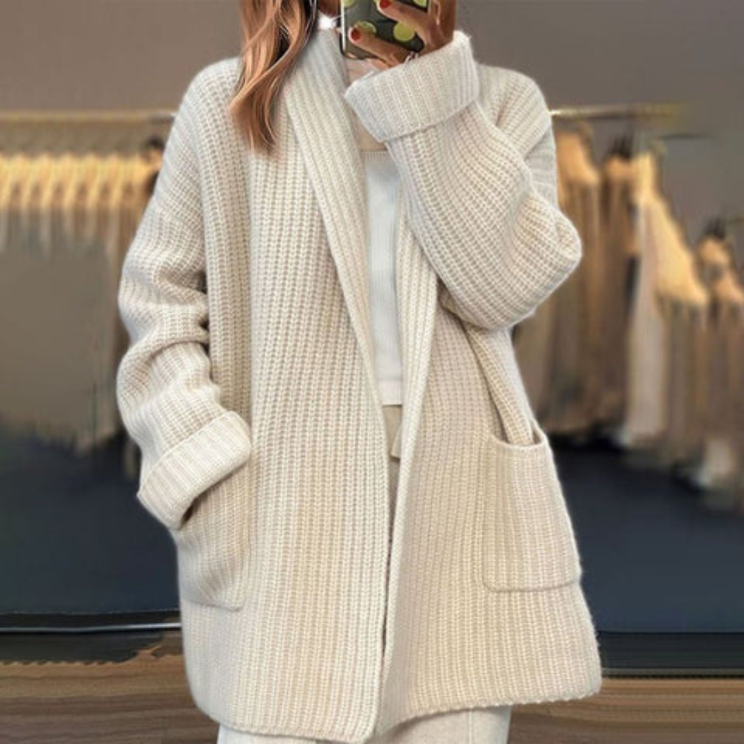Thalira | Merino Wool Open-Front Cardigan