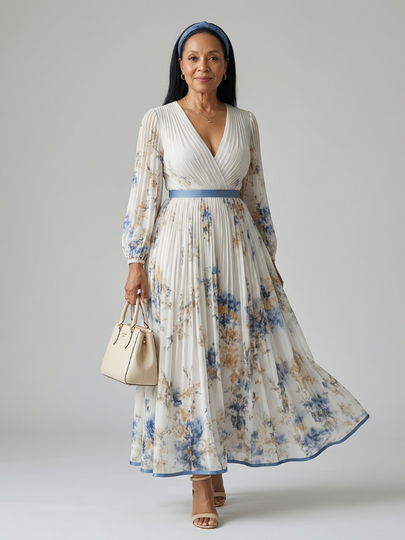 Jacqueline | Pleated Wrap Midi Dress