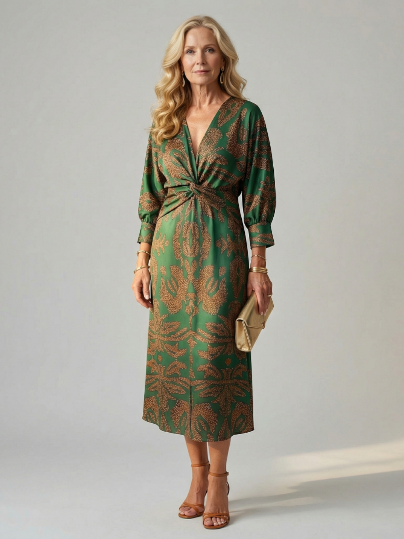 Norma | Natural Wrap Midi Dress