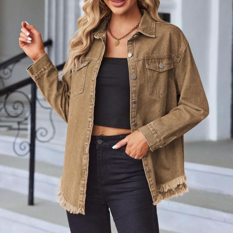 Rhett | Frayed-Hem Oversized Denim Jacket