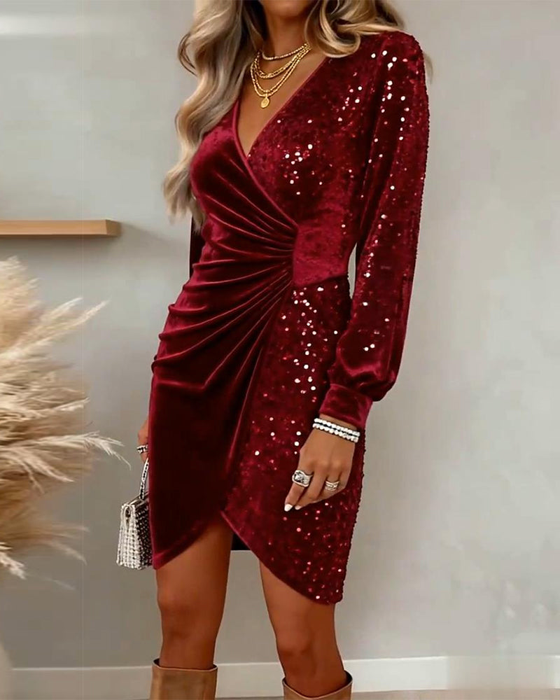 Marissa | Shimmering V-Neck Midi Dress