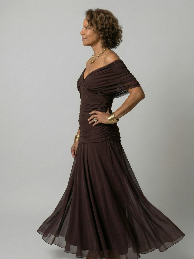 Ruth | Off Shoulder Flow Midi Dress