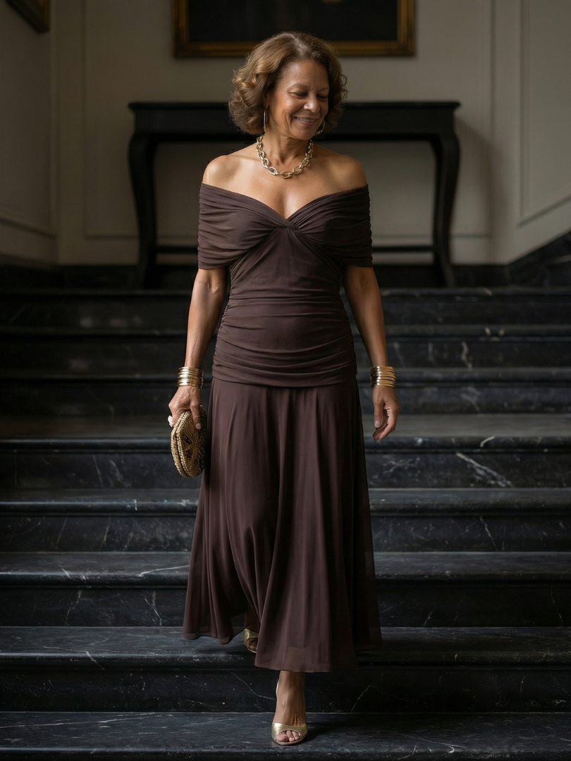 Ruth | Off Shoulder Flow Midi Dress