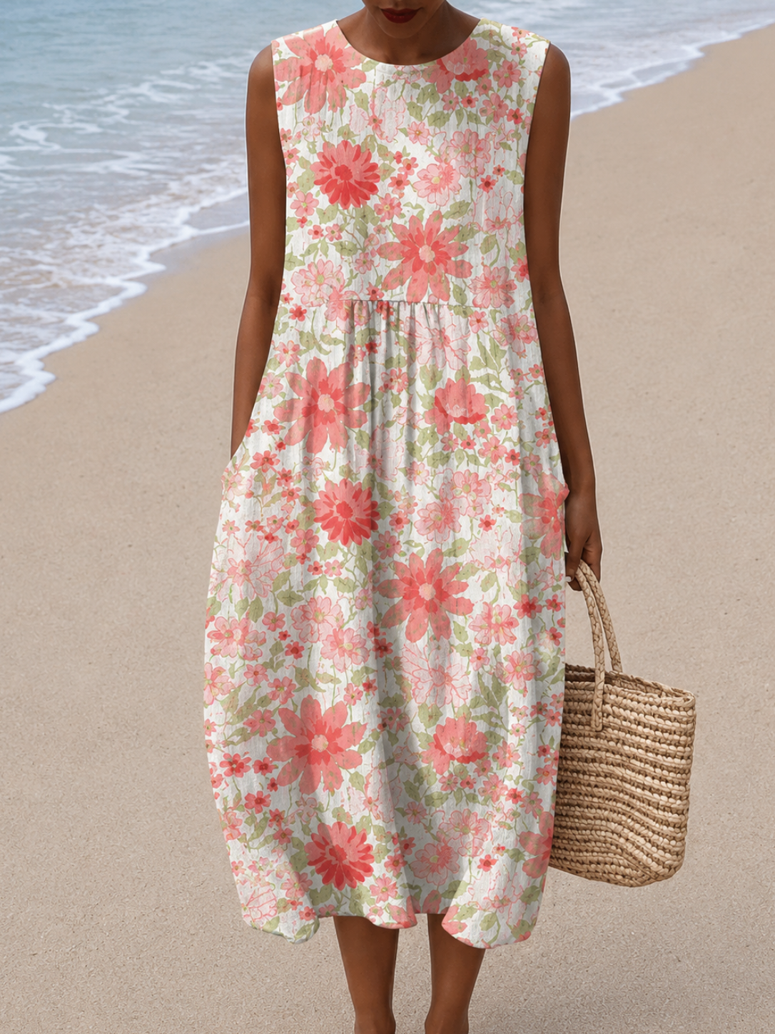 Anna | Sleeveless Relaxed Fit Midi Dress