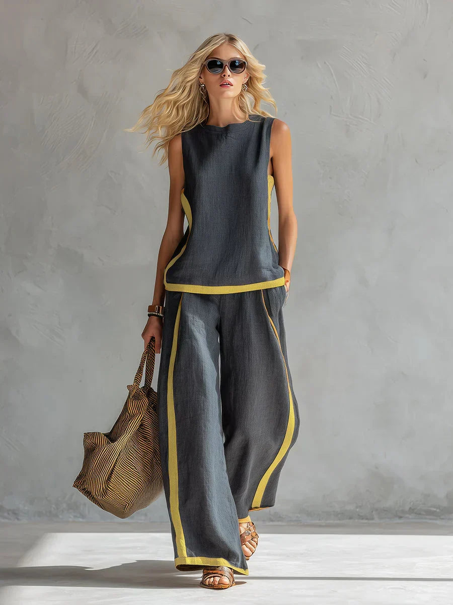 Leila | Contrast-Trim Two-Piece Set