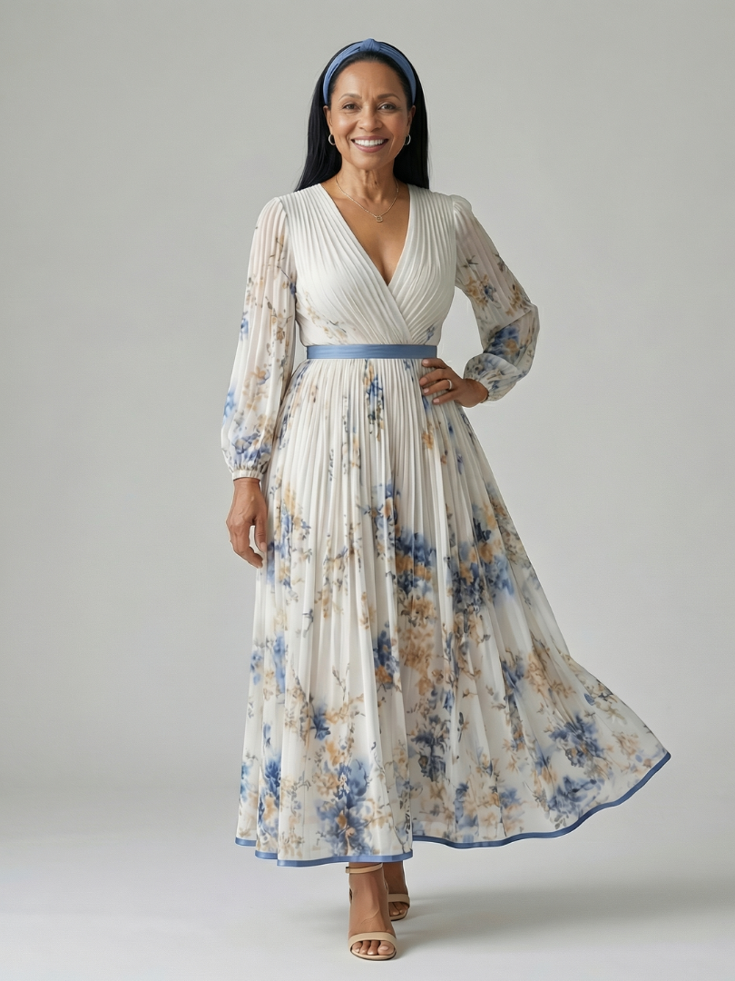 Jacqueline | Pleated Wrap Midi Dress