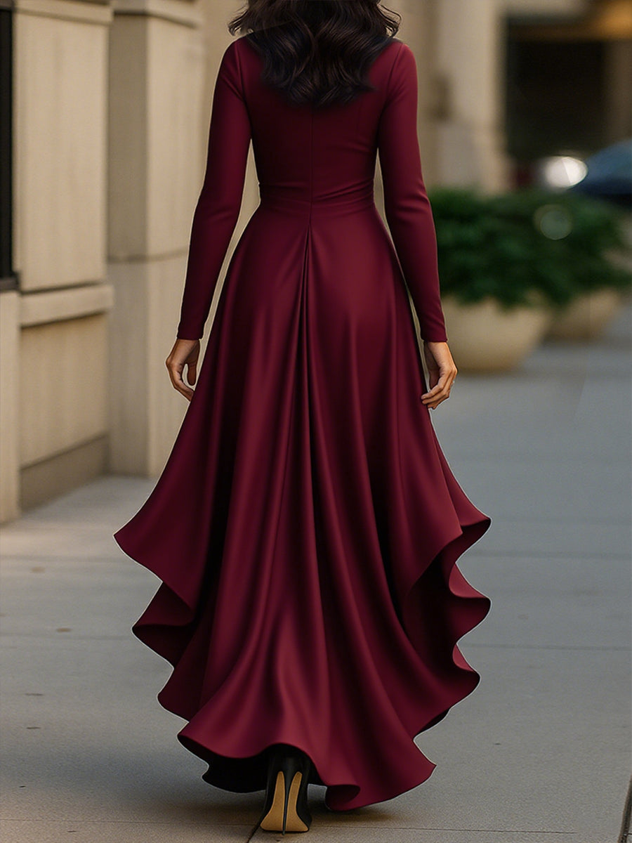 Giselle | Draped Wrap Maxi Dress with Ruffle Detail