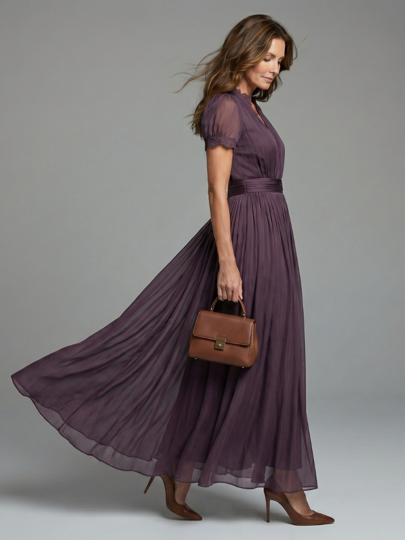 Margot | Gathered Waist Keyhole Maxi Dress