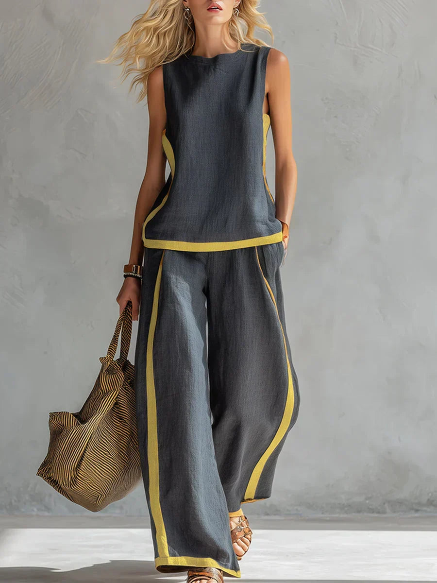 Leila | Contrast-Trim Two-Piece Set