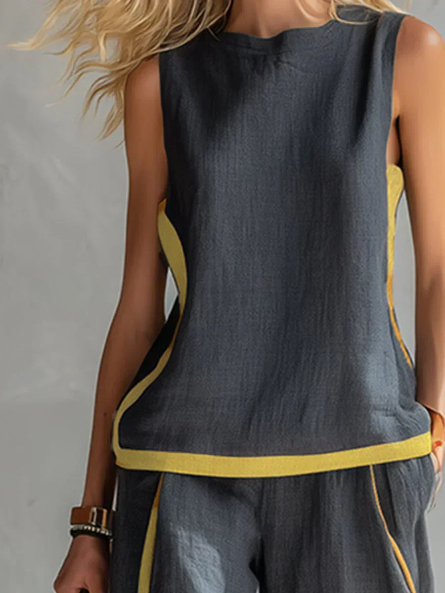 Leila | Contrast-Trim Two-Piece Set