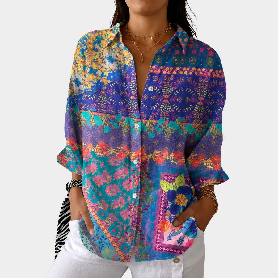 Bohemian Patchwork Mosaic Blouse