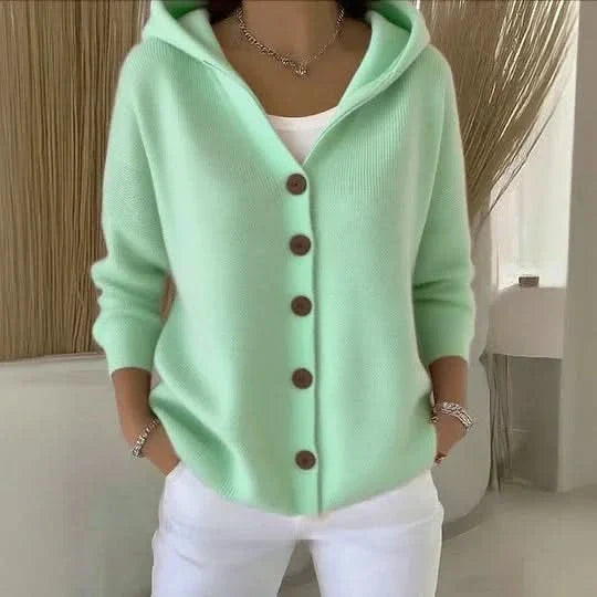 Nylah | Soft Knit Button-Front Cardigan with Hood