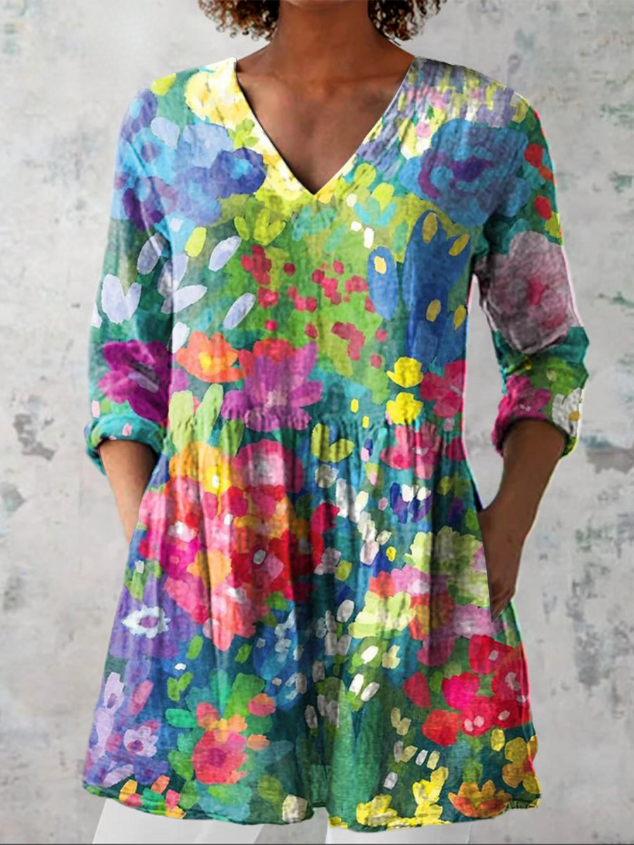 Catherine | Long Blouse with V-Neck