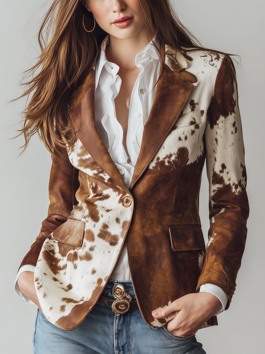 Winifred | Vintage Cow Print Blazer
