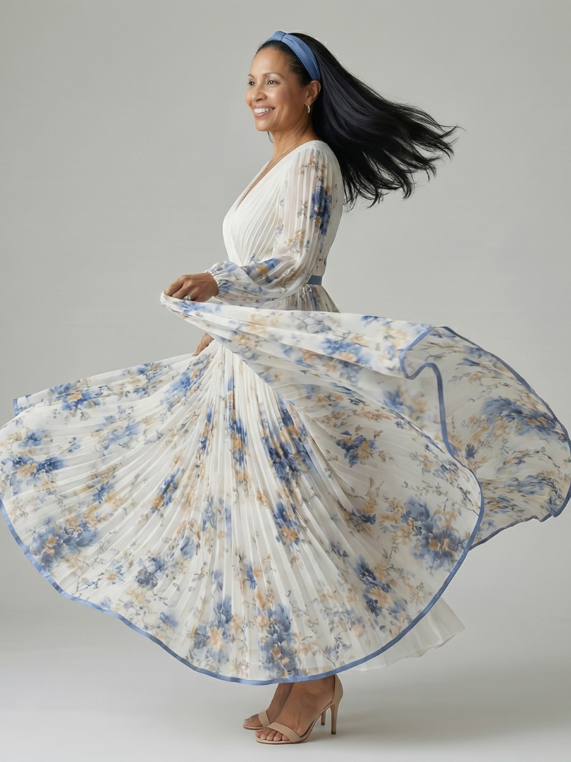 Jacqueline | Pleated Wrap Midi Dress