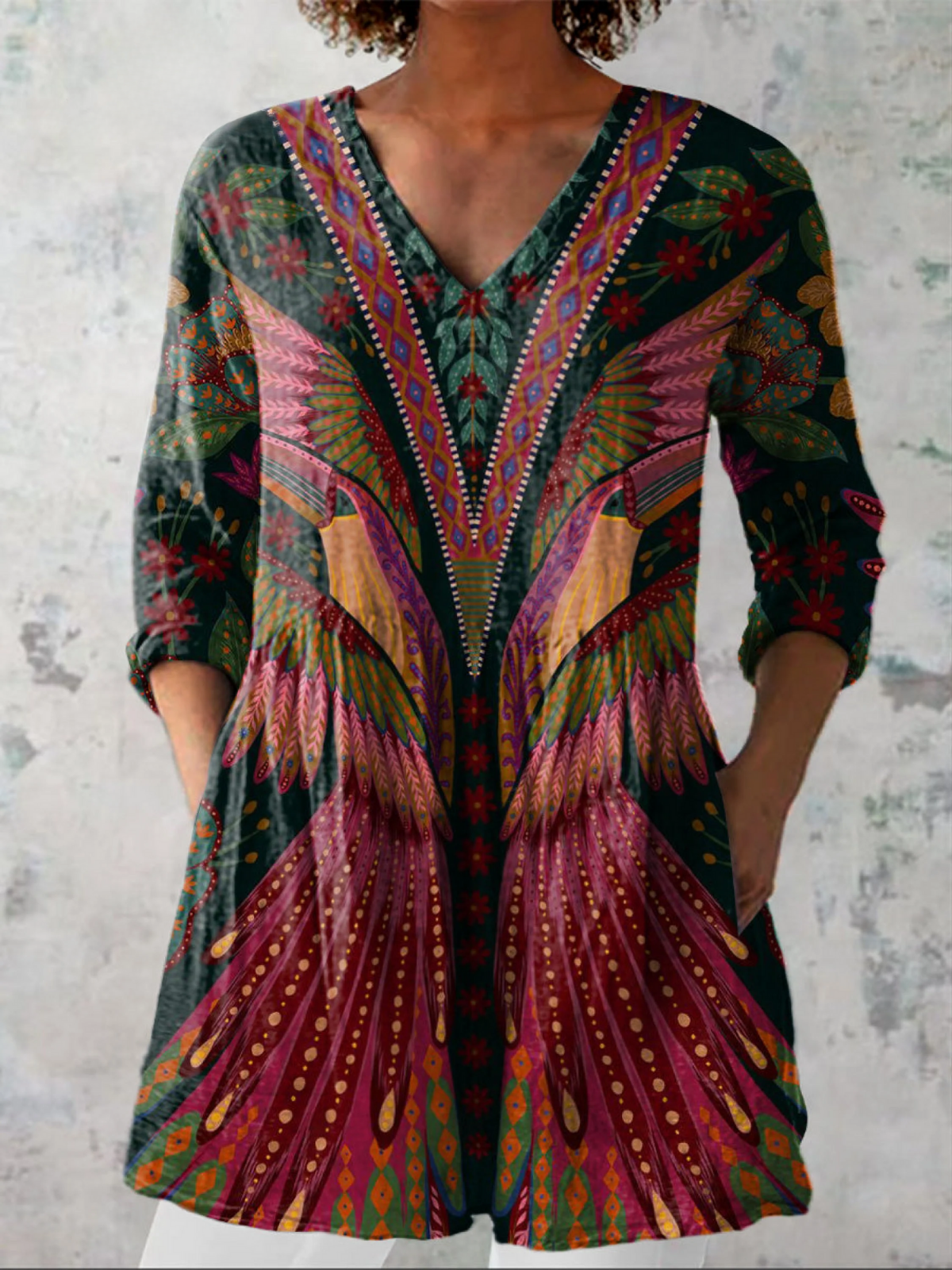 Pamela | Long Blouse with V-Neck