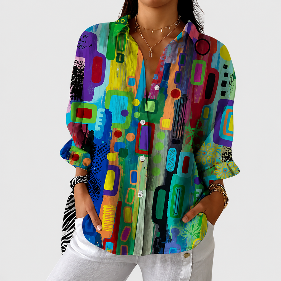 Bold Abstract Color Blouse