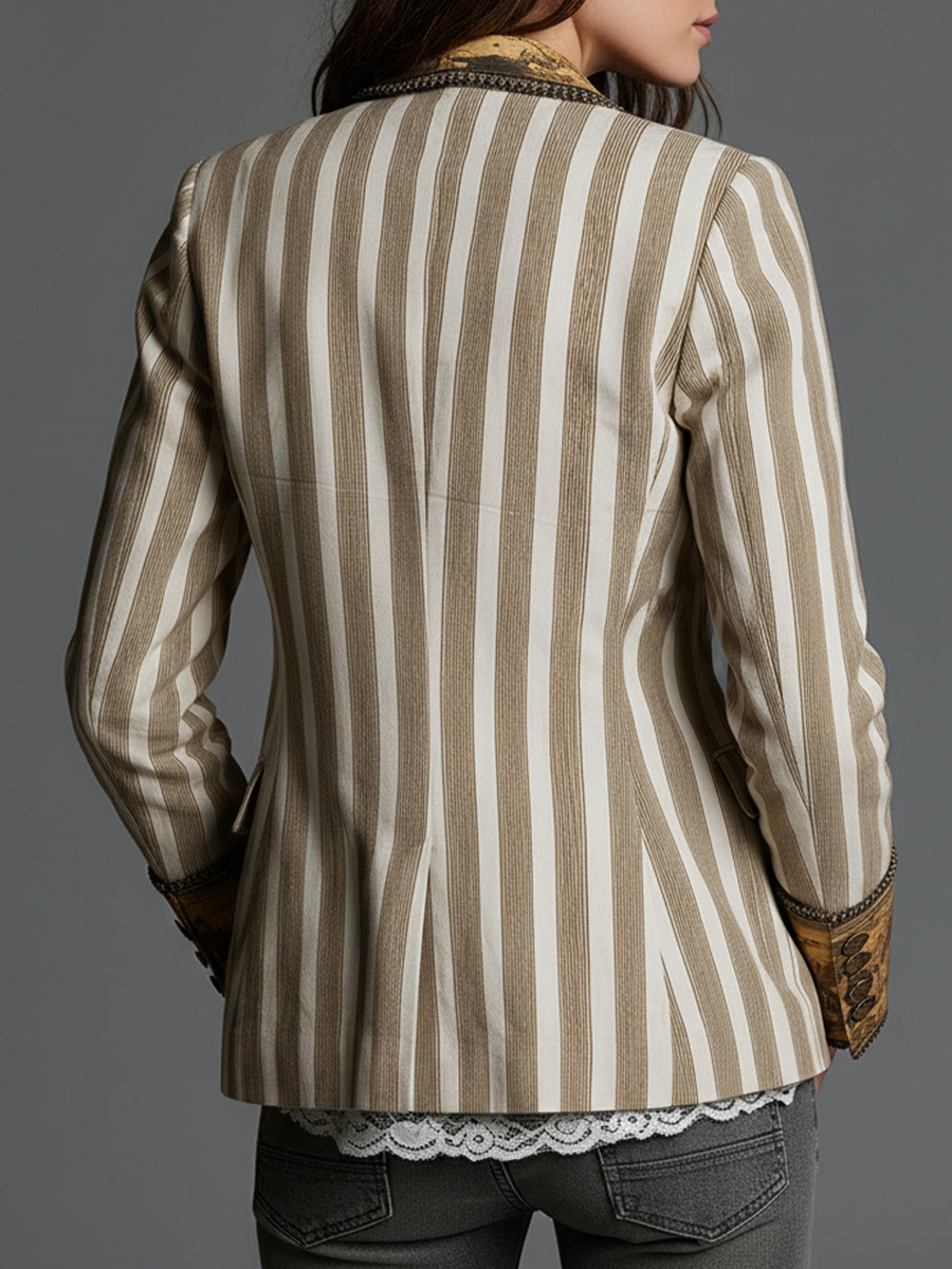 Clementine | Boho Striped Lapel Blazer