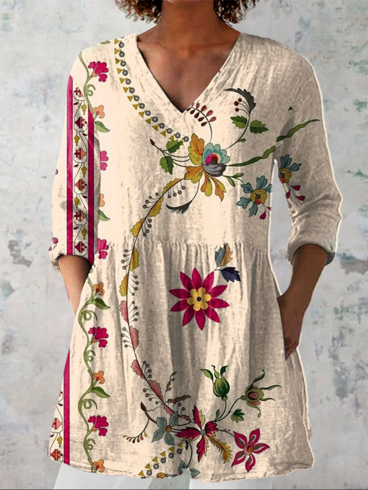 Alison | Long Blouse with V-Neck
