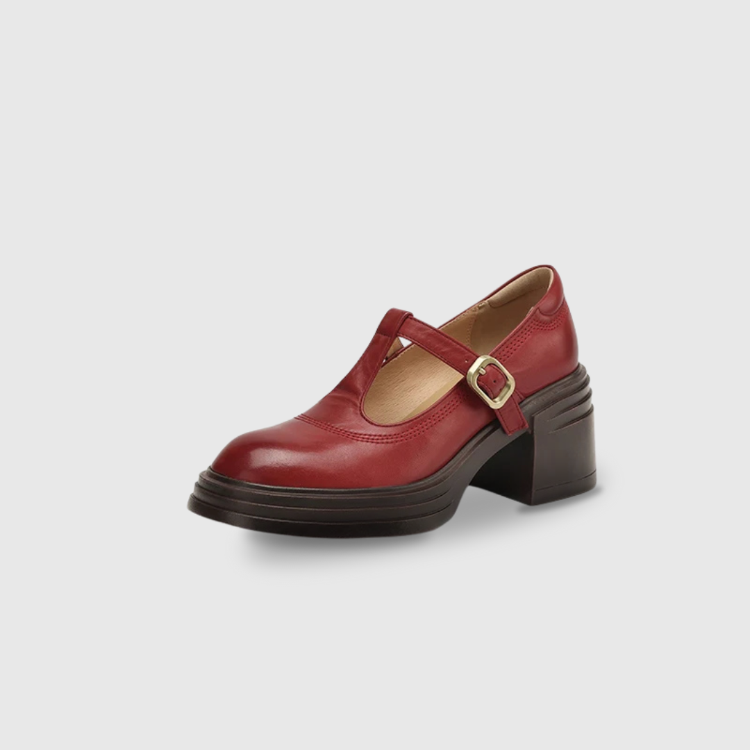 Rowena | Chunky Block Heel Mary Jane Pumps with T-Strap