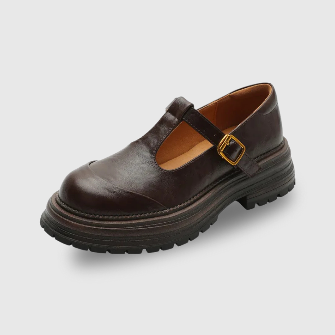 Blythe | Women's T-Bar Mary Jane Brogue Low Heel Shoes