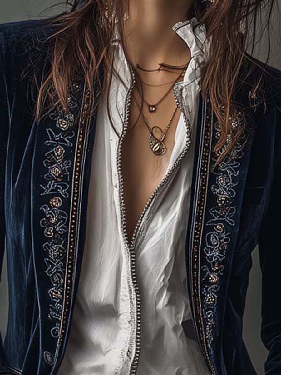 Marguerite | Embroidered Longline Tailored Jacket