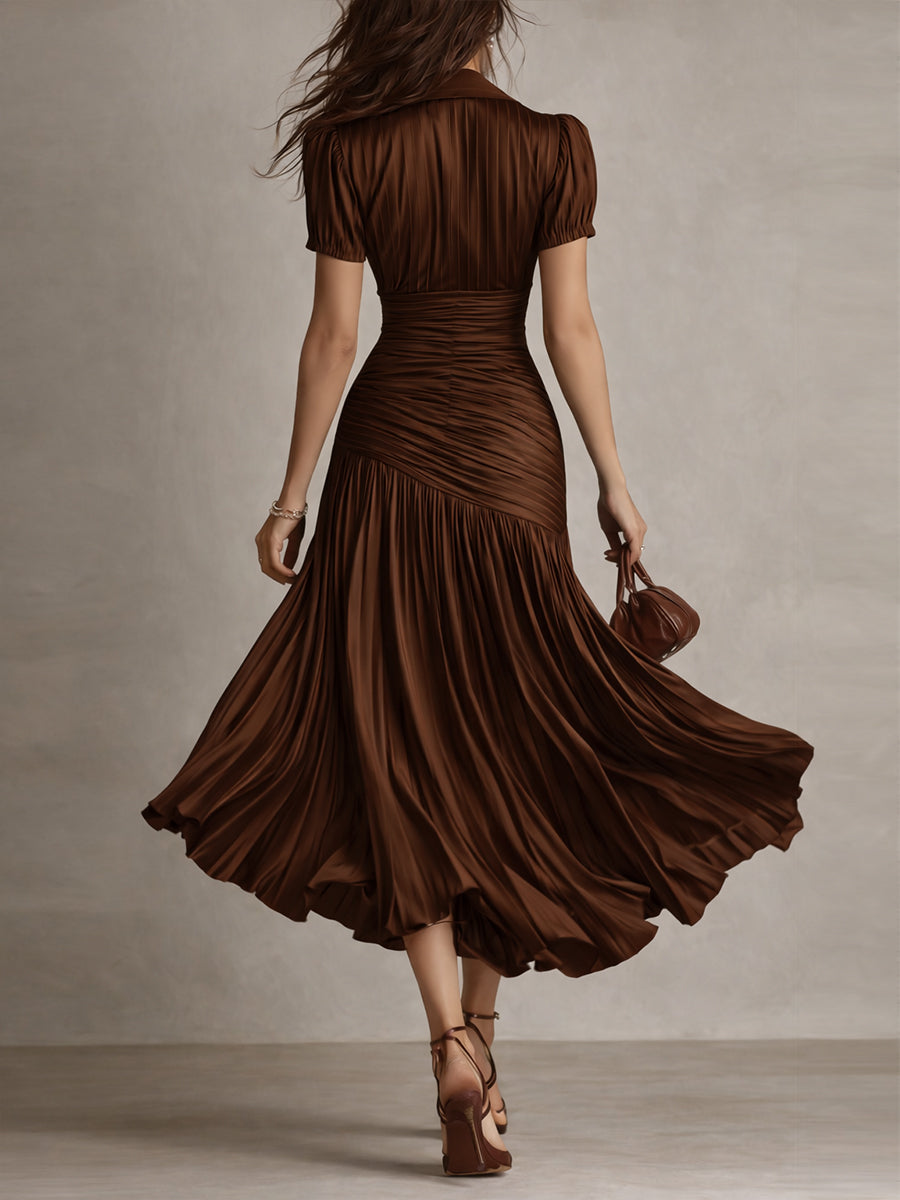 Lucia | Pleated Striped Midi Dress